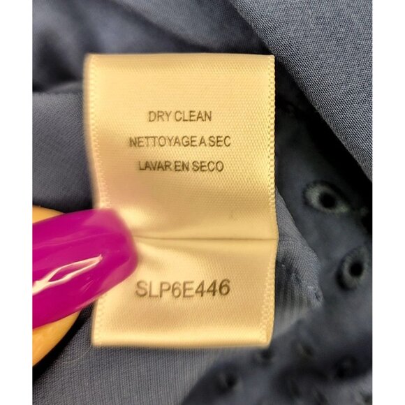 BCBG Max Azria Blue Short Sleeve Dress Eyelet Hem Back Zipper 0 Petite - Picture 8 of 10